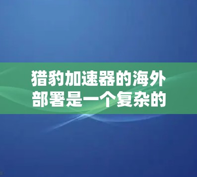 猎豹加速器的海外部署是一个复杂的问题，涉及多个方面，以下是一些关键因素