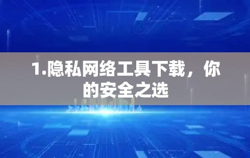 1.隐私网络工具下载，你的安全之选