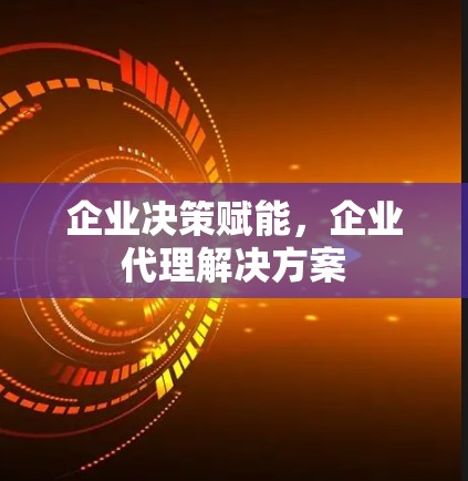企业决策赋能，企业代理解决方案